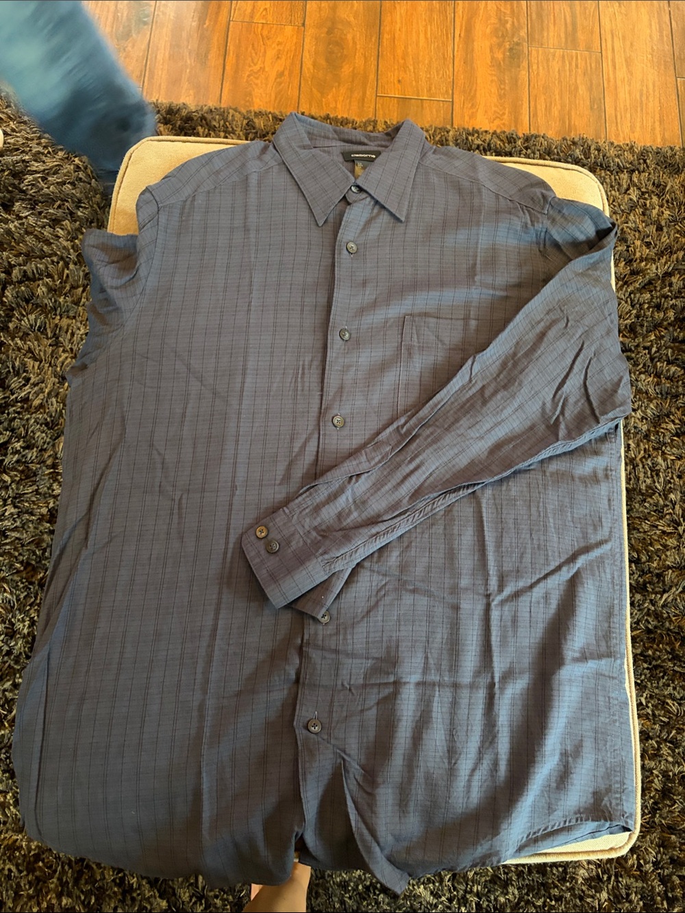 Claiborne Men's Navy Plaid Long-Sleeve Dress Shirt